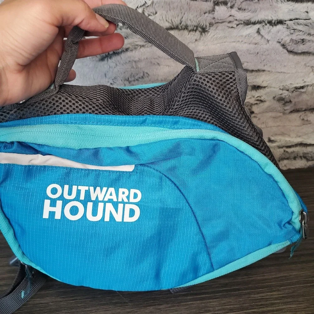 Outward Hound Blue Hiking Zipped Dog Travel Backpack Saddlebag Carrier sz M‎